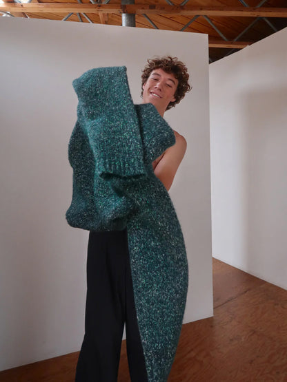 【ERL - イーアールエル】SLIT NECK ALPACA SWEATER KNIT / GREEN(ニット/グリーン)