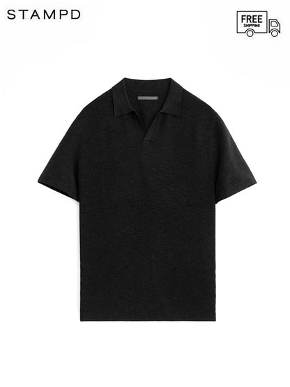 30%OFF【STAMPD - スタンプド】RIBBED KNIT SS POLO / BLACK (ニット/ポロシャツ/ブラック)