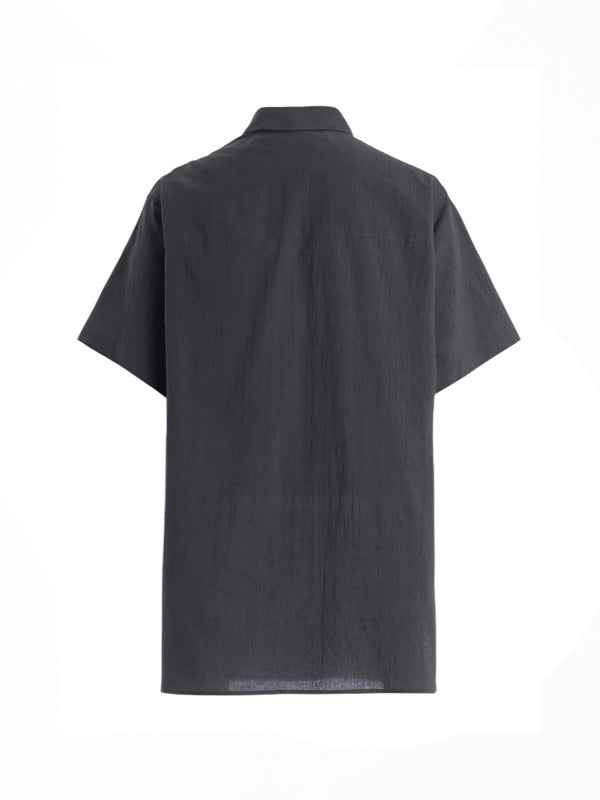 【Y's for men-ワイズフォーメン】60 WRINKLE LAWN SHORT SLEEVE SHIRT WITH RANDOM BUTTONS (半袖シャツ/グレー)