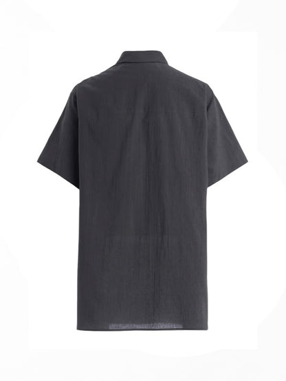 【Y's for men-ワイズフォーメン】60 WRINKLE LAWN SHORT SLEEVE SHIRT WITH RANDOM BUTTONS (半袖シャツ/グレー)