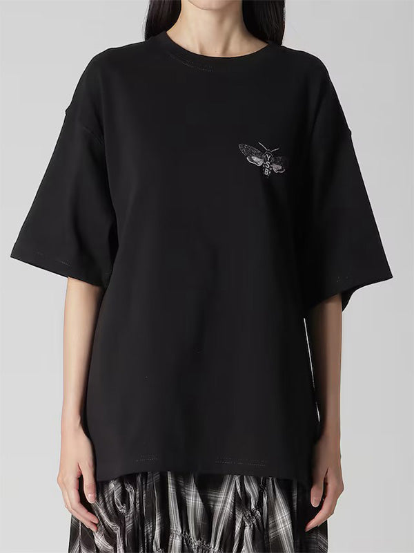 【Y's.... - ワイズビー】9.1OZ MOTH PRINT T /BLACK (Tシャツ/ブラック)