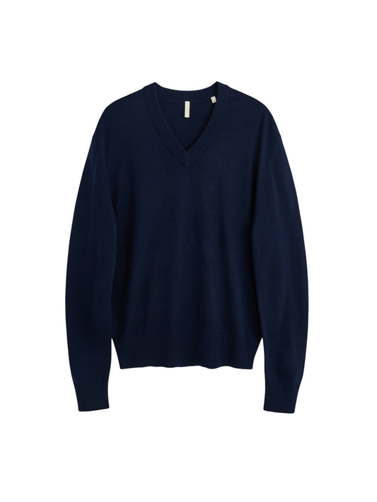 【SUN FLOWER - サンフラワー】Moon Merino V Neck / NAVY (カーディガン/ネイビー)