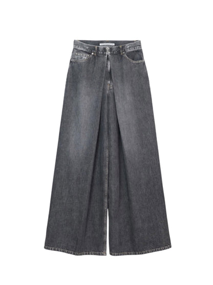 【JOHN LAWRENCE SULLIVAN - ジョンローレンスサリバン】WASHED DENIM SUPER WIDE PANTS（デニム/ブラック)