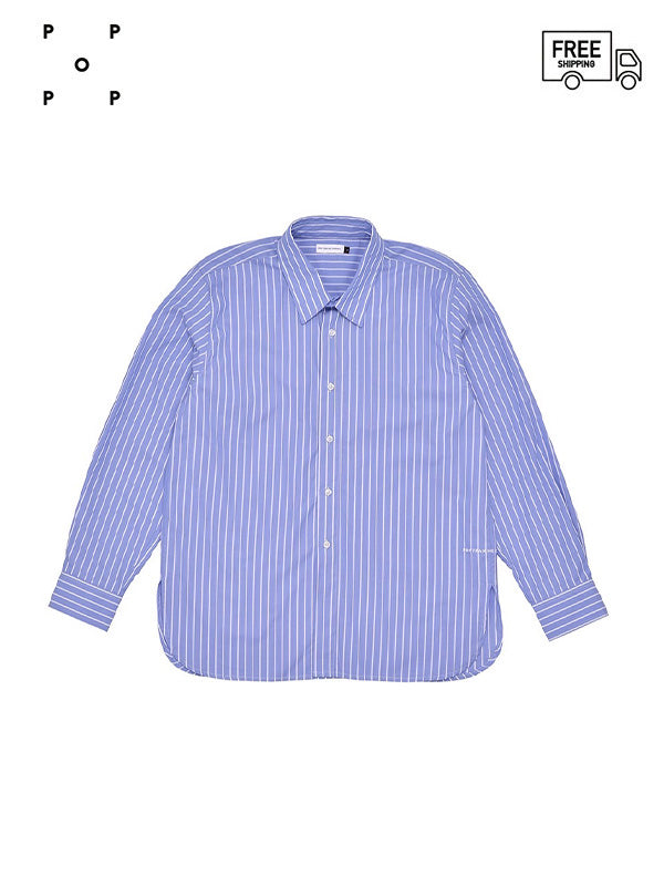 30%OFF【POP TRADING COMPANY - ポップ トレーディング カンパニー】LOGO STRIPED SHIRT(シャツ/ブルー)