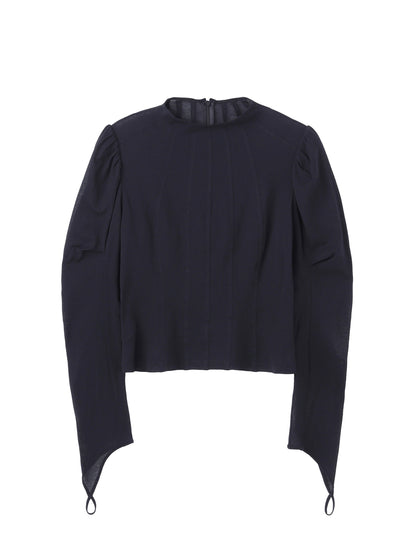 【JOHN LAWRENCE SULLIVAN - ジョンローレンスサリバン】COTTON JERSEY PUFF SLEEVE TOP (ロングスリーブ/ブラック）