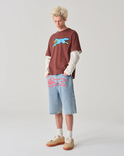 【ICE CREAM - アイスクリーム】 RUNNING DOG LAYERED L/S T-SHIRT / BROWN (ロンT/ブラウン)