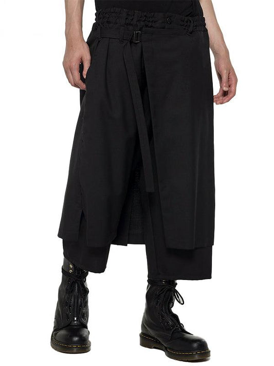 【Ground Y - グラウンドワイ】WOOL GABARDINE FLARED WRAP PANTS/BLACK(パンツ/ブラック)