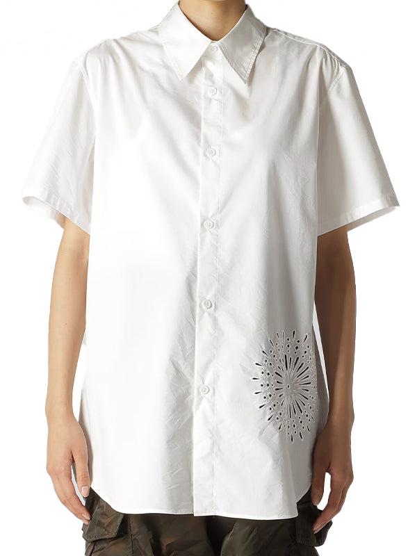 【Ground Y - グラウンドワイ】COTTON POLYESTER SHIRT CROSS SHORT SLEEVE SHIRT(シャツ/ホワイト)