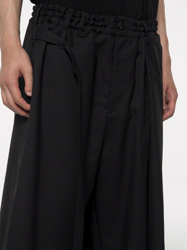 【Ground Y - グラウンドワイ】WOOL GABARDINE FLARED WRAP PANTS/BLACK(パンツ/ブラック)