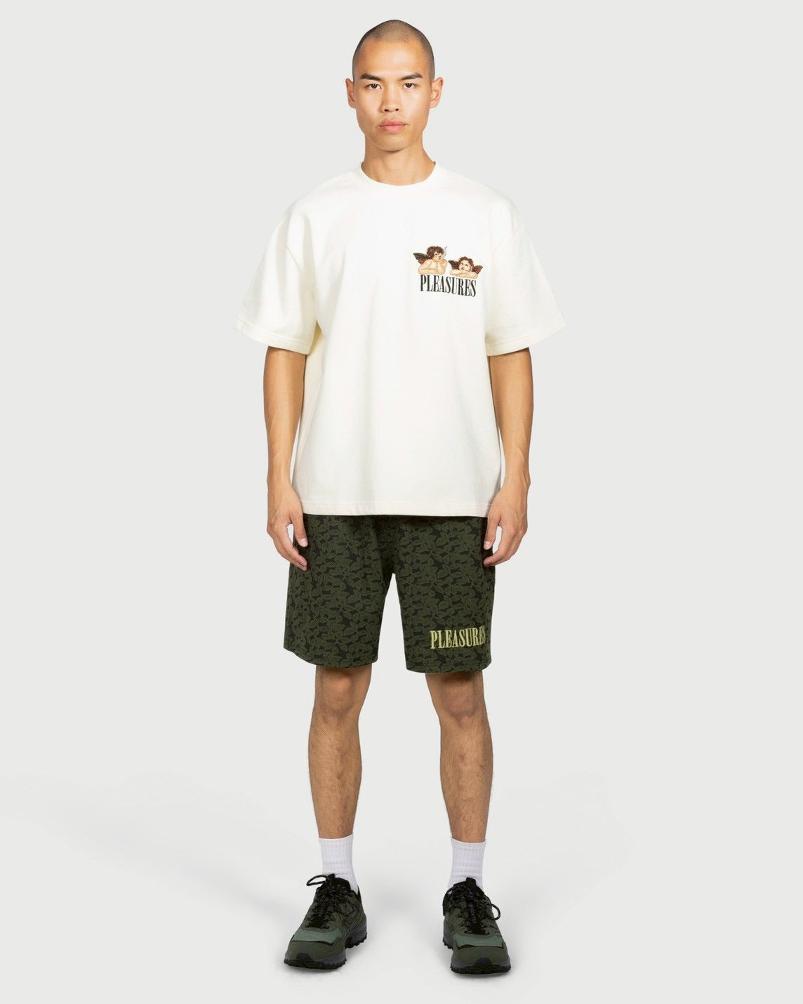 【PLEASURES - プレジャーズ】DYNAMIC SHORT SLEEVE CREWNECK / ECRU (Tシャツ/エクリュ)