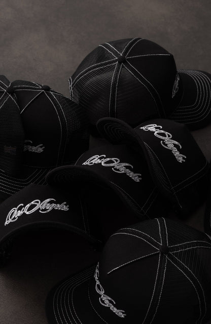 【STAMPD - スタンプド】LA SCRIPT TRUCKER / BLACK (キャップ/ブラック)