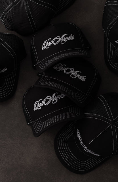 【STAMPD - スタンプド】LA SCRIPT TRUCKER / BLACK (キャップ/ブラック)