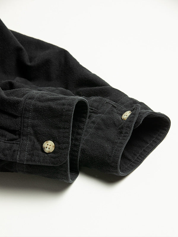 【ANACHRONORM - アナクロノーム】AN380 COTTON SUEDE WIDE SHIRTS BLACK / BLACK (シャツ/ブラック)