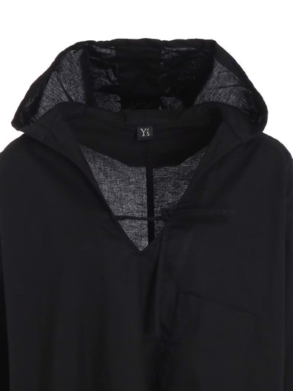 【Y's - ワイズ】Y's BORN PRODUCT THIN COTTON TWILL HOODIE PULL OVER / BLACK (パーカー/ブラック)