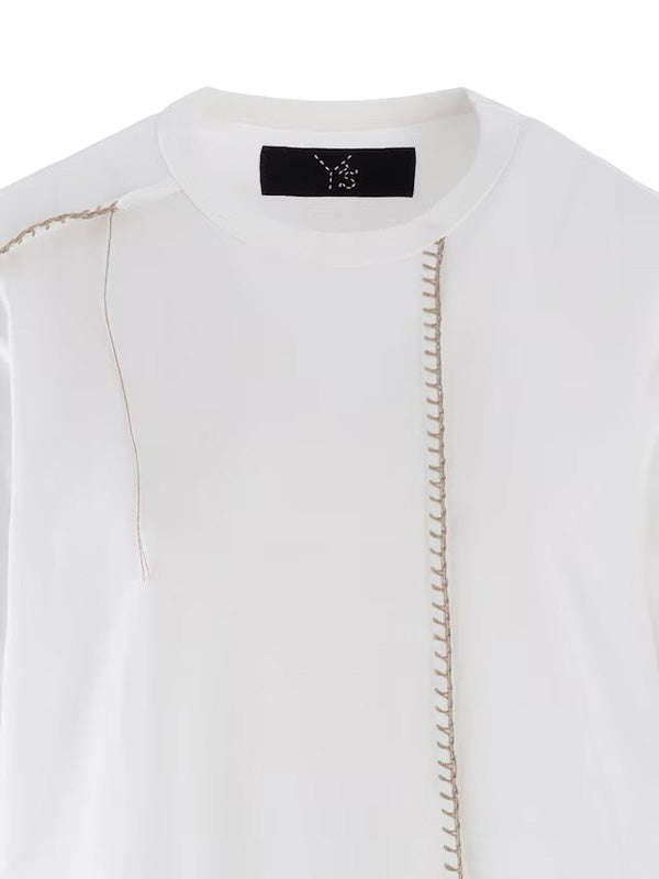 【Y's - ワイズ】JERSEY BLANKET EMBROIDERY Y's STITCH T / OFF WHITE (Tシャツ/オフホワイト)