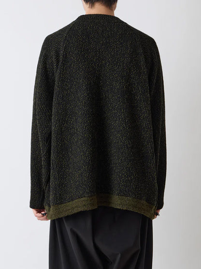 【White Mountaineering - ホワイトマウンテニアリング】MELANGE WIDE RAGLAN PULLOVER / BLACK (ニット/ブラック)