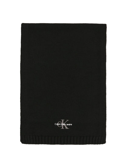 【Calvin Klein - カルバンクライン】MONOGRAM LOGO KNIT  SCARF (マフラー/ブラック)