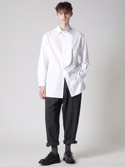 【Y's for men-ワイズフォーメン】100/2 BROAD SHIRT WITH FRONT LEFT LAYER(シャツ/ホワイト)
