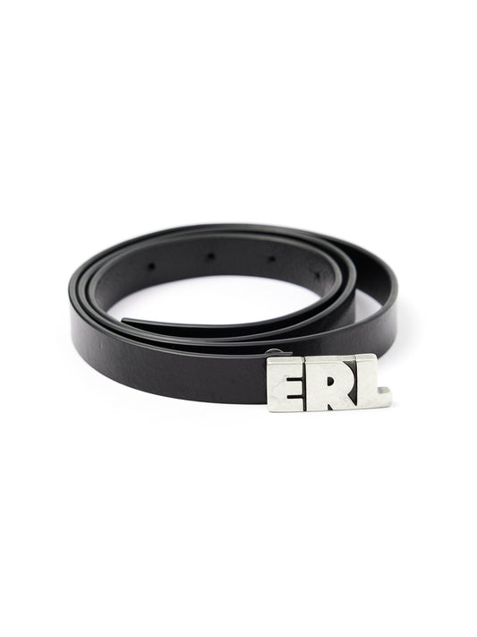 【ERL - イーアールエル】UNISEX ERL LOGO SKINNY LEATHER BELT / BLACK(ベルト/ブラック)