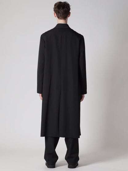 【Y's for men - ワイズフォーメン】WOOL GABARDINE COAT WITH STAND FRONT COLLAR(コート/ブラック)