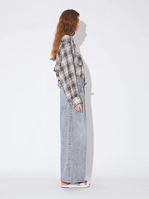 【beautiful people - ビューティフルピープル】selvedge denim o/d cropped wide pants / SAXE（デニムパンツ/サックス)
