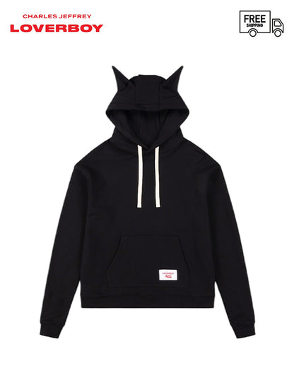 【Charles Jeffrey Loverboy - チャールズ ジェフリー ラバーボーイ】 Label EARS HOODY /  BLACK (フーディ/ブラック)