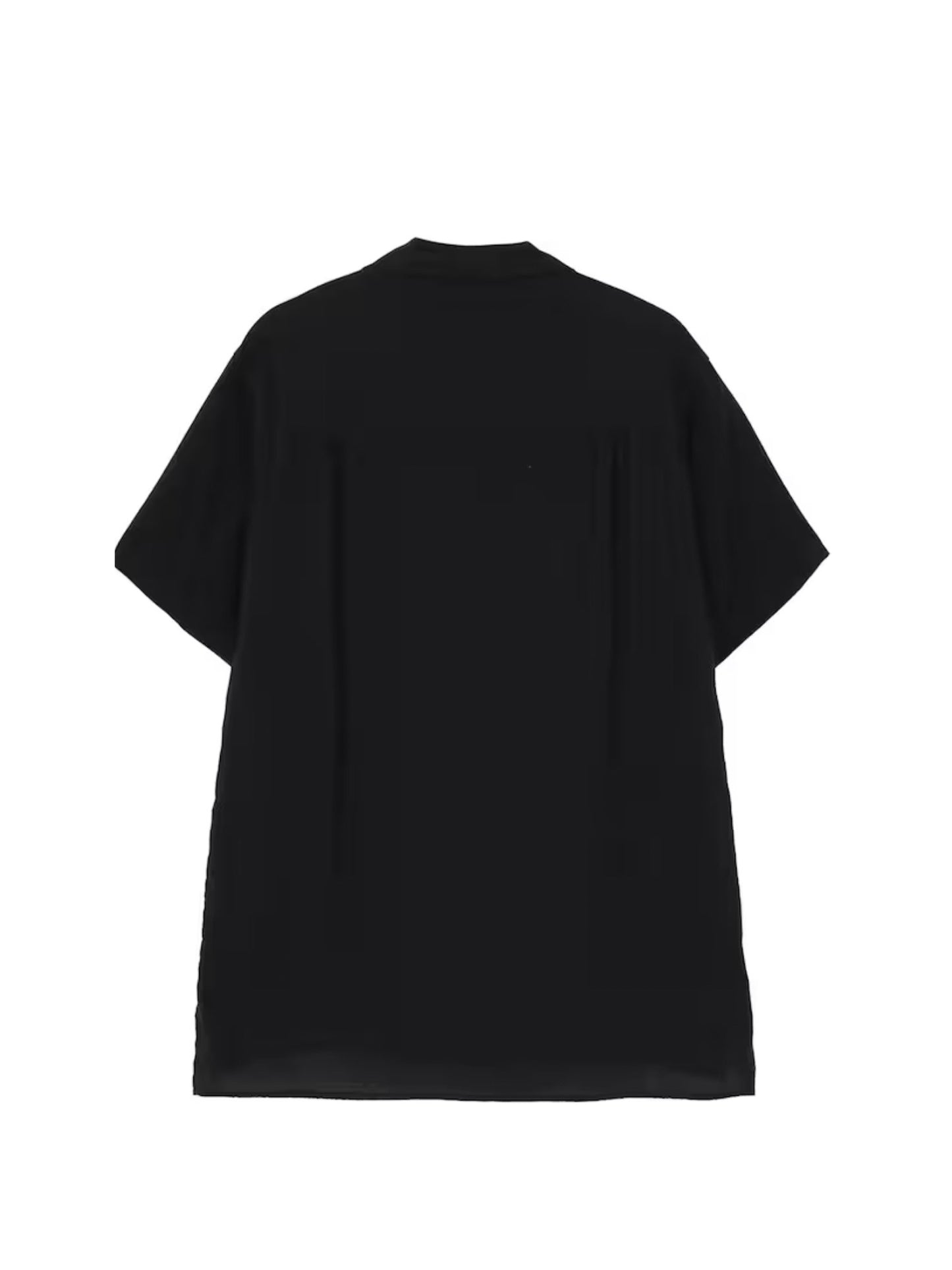 【Yohji Yamamoto POUR HOMME - ヨウジヤマモト プールオム】CELLLOSE LAWN PANEL OPEN COLLAR BLOUSE（シャツ/ ブラック)