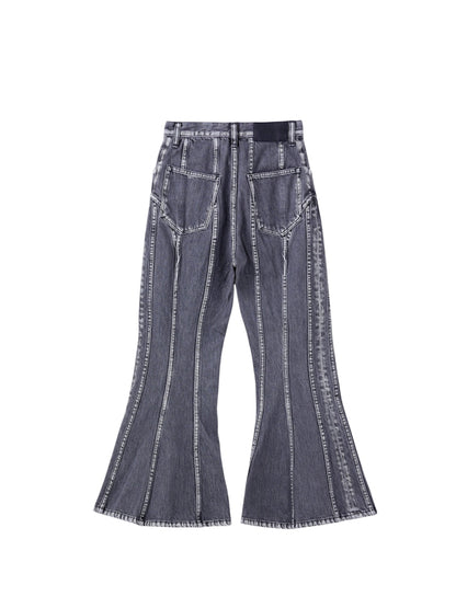 【JOHN LAWRENCE SULLIVAN - ジョンローレンスサリバン】WASHED DENIM CORSET FLARED PANTS (パンツ/ブラック)