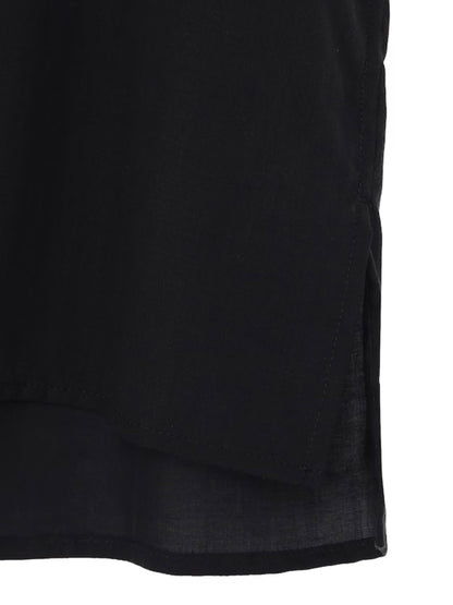 【Yohji Yamamoto POUR HOMME - ヨウジヤマモト プールオム】CELLLOSE LAWN PANEL OPEN COLLAR BLOUSE（シャツ/ ブラック)
