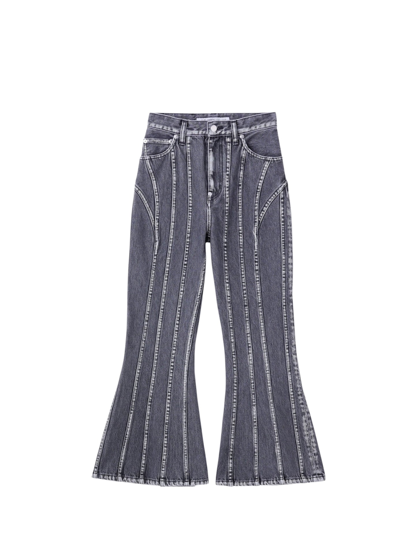 【JOHN LAWRENCE SULLIVAN - ジョンローレンスサリバン】WASHED DENIM CORSET FLARED PANTS (パンツ/ブラック)