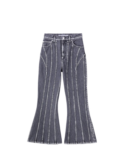 【JOHN LAWRENCE SULLIVAN - ジョンローレンスサリバン】WASHED DENIM CORSET FLARED PANTS (パンツ/ブラック)