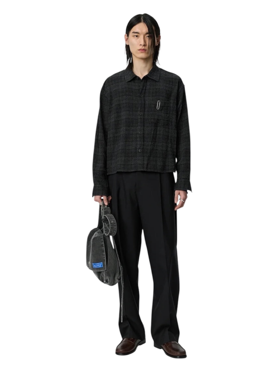 【mfpen - エムエフペン】 PRIORITY SHIRT /  OVERDYED BLACK CHECK (シャツ/ブラック)