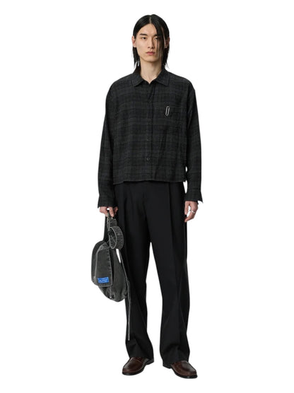 【mfpen - エムエフペン】 PRIORITY SHIRT /  OVERDYED BLACK CHECK (シャツ/ブラック)