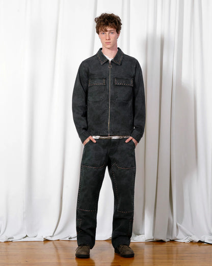 【PLEASURES - プレジャーズ】COWHIDE WORK JACKET / BLACK (ジャケット/ブラック)