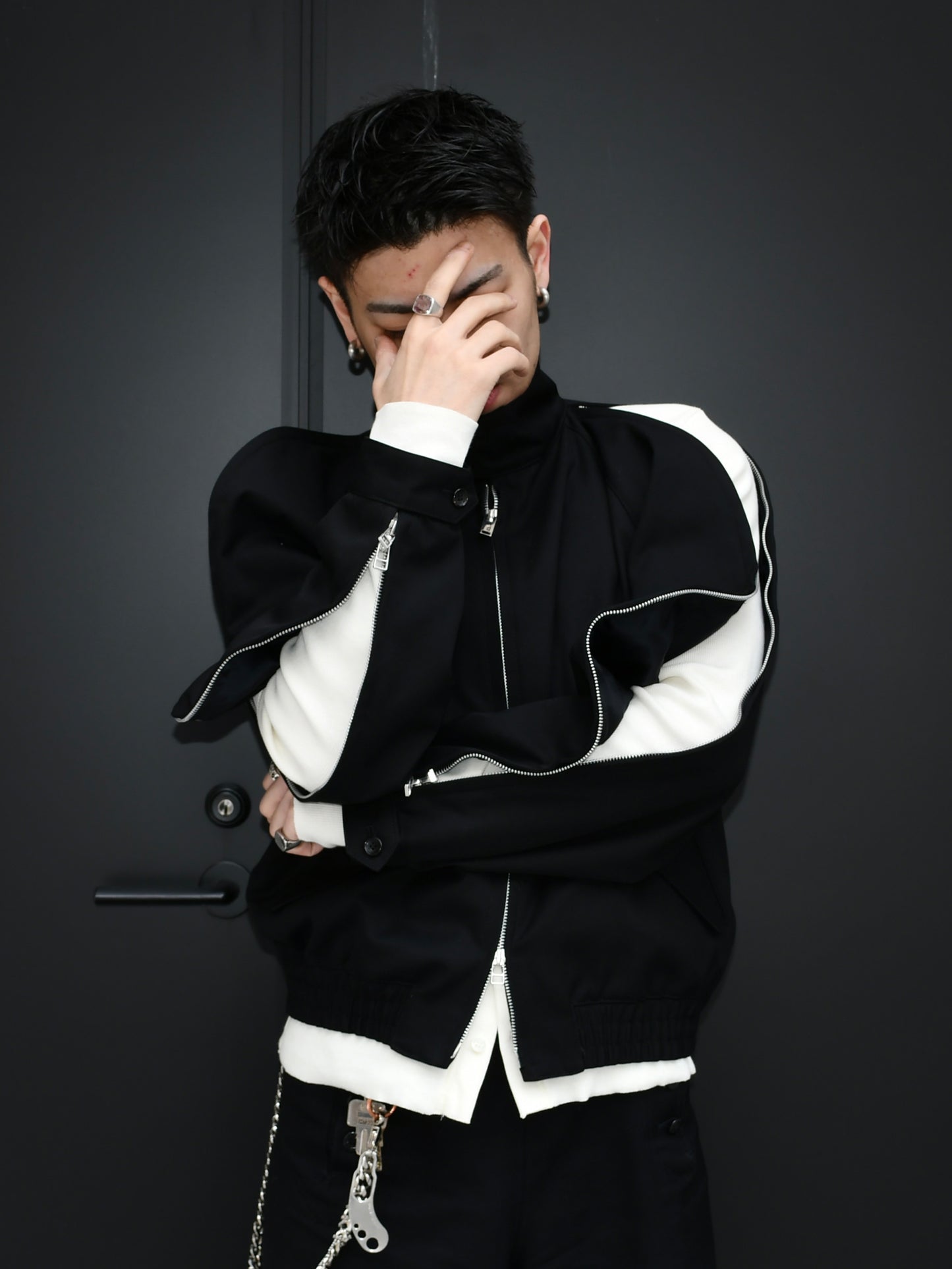 【JOHN LAWRENCE SULLIVAN - ジョンローレンスサリバン】T/C TWILL ZIPPED SLEEVE HARRINGTON JACKET(ジャケット/ブラック)