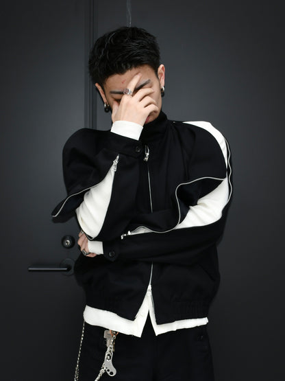 【JOHN LAWRENCE SULLIVAN - ジョンローレンスサリバン】T/C TWILL ZIPPED SLEEVE HARRINGTON JACKET(ジャケット/ブラック)
