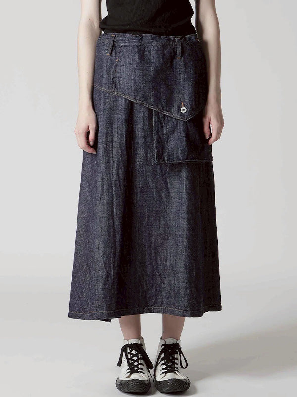 【Y's - ワイズ】8OZ DENIM BIG FLAP SKIRT / INDIGO (スカート/インディゴ)
