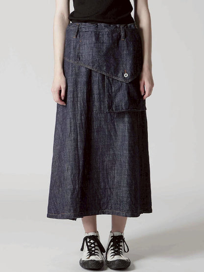 【Y's - ワイズ】8OZ DENIM BIG FLAP SKIRT / INDIGO (スカート/インディゴ)