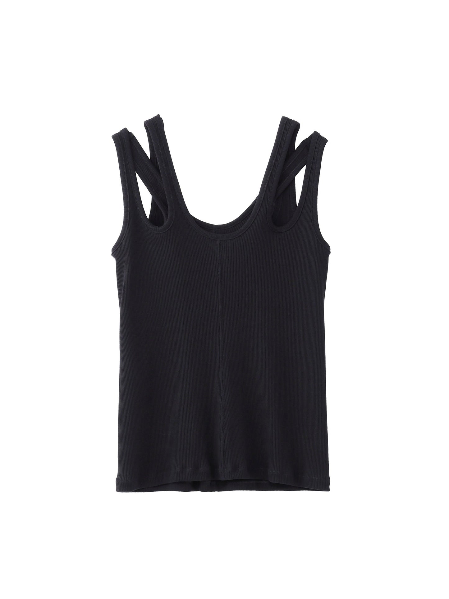 【JOHN LAWRENCE SULLIVAN - ジョンローレンスサリバン】CROSS STRAP RIB TANK-TOP (トップス/ブラック）