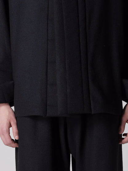 【Yohji Yamamoto POUR HOMME - ヨウジヤマモト プールオム】WOOLEN SINGLE PADDED JACKET（ジャケット/ ブラック)