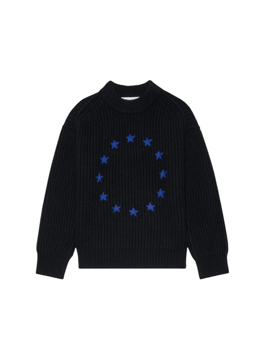 【Études studio - エチュード スタジオ】Ribbed Round Neck Europa / BLACK (セーター/ブラック)