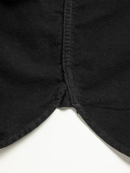 【ANACHRONORM - アナクロノーム】AN380 COTTON SUEDE WIDE SHIRTS BLACK / BLACK (シャツ/ブラック)