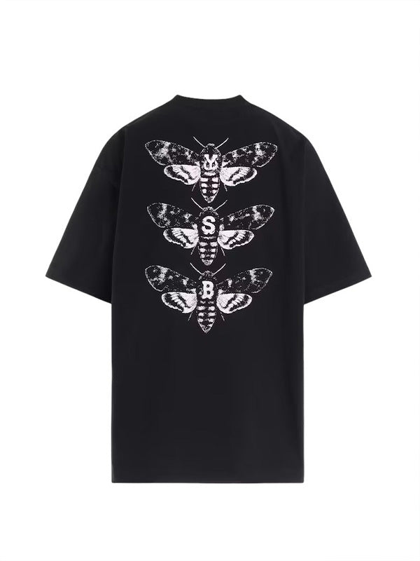 【Y's.... - ワイズビー】9.1OZ MOTH PRINT T /BLACK (Tシャツ/ブラック)