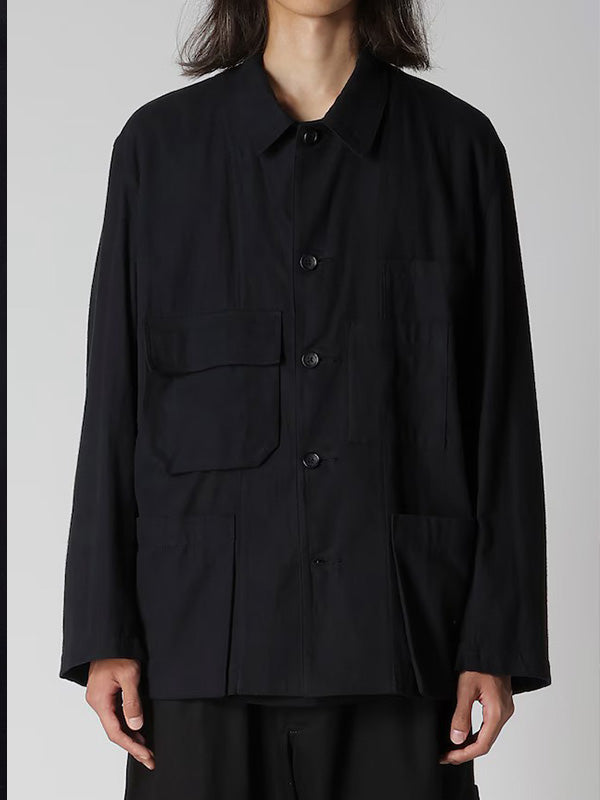 【Y's for men - ワイズフォーメン】COTTON FLANNEL CHAIN STITCH BLOUSON(ブルゾン/ブラック)
