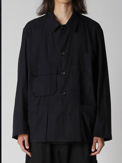 【Y's for men - ワイズフォーメン】COTTON FLANNEL CHAIN STITCH BLOUSON(ブルゾン/ブラック)