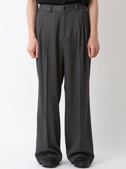 【White Mountaineering - ホワイトマウンテニアリング】3 TUCK WIDE PANTS / CHARCOAL(パンツ/チャコール)