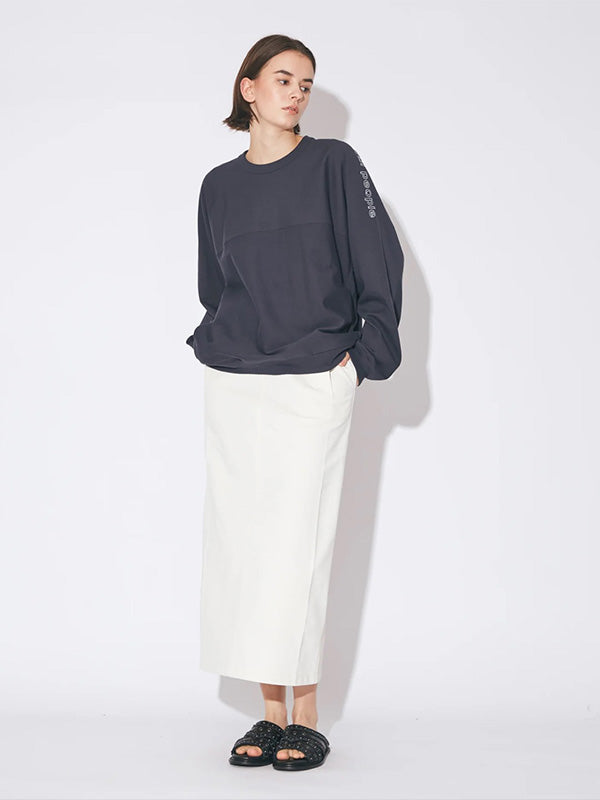 【beautiful people - ビューティフルピープル】suvin compact jersey no shoulder long T / NAVY（L/S Tシャツ/ネイビー)