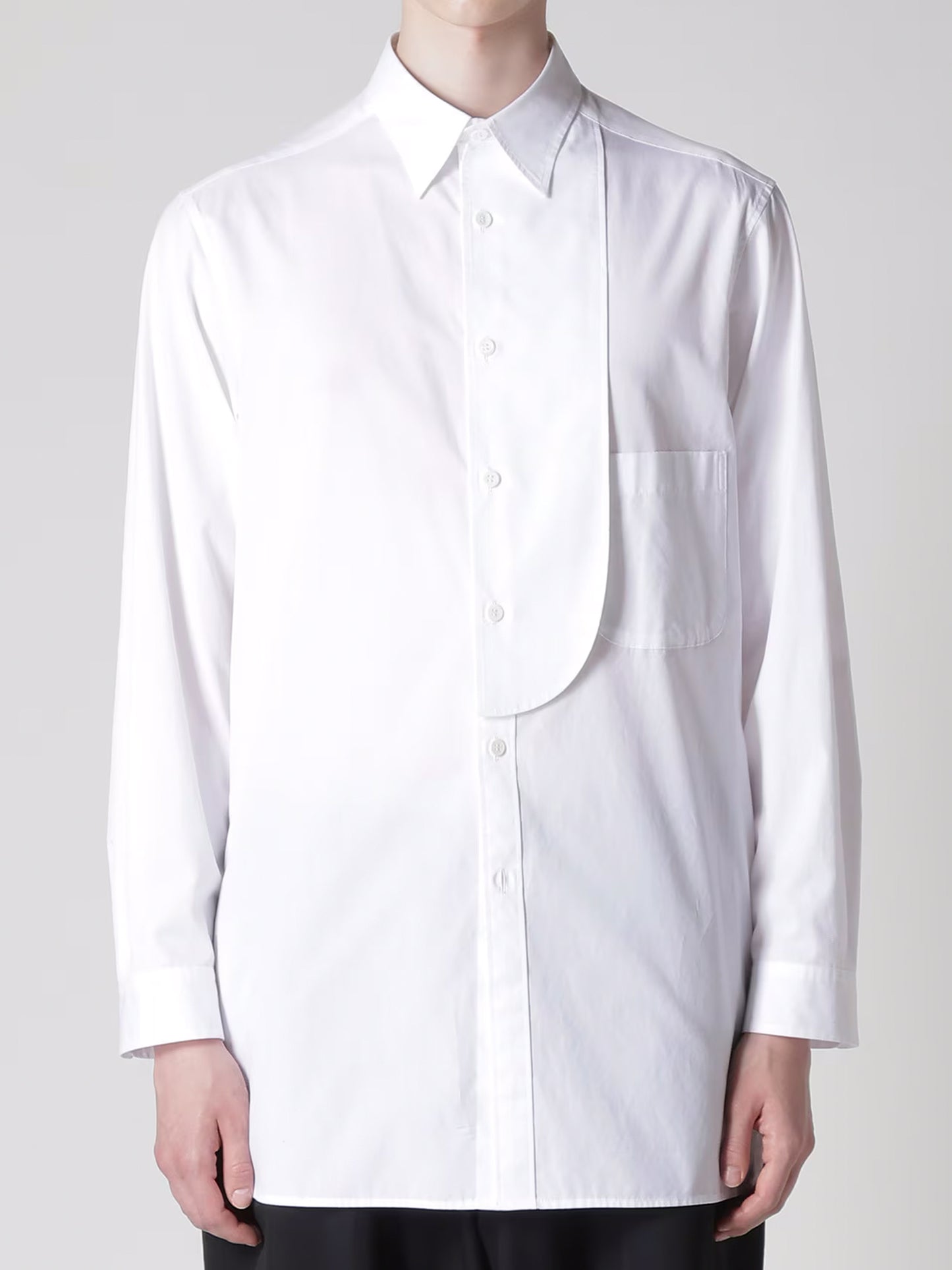 【Y's for men-ワイズフォーメン】100/2 BROAD SHIRT WITH FRONT LEFT LAYER(シャツ/ホワイト)