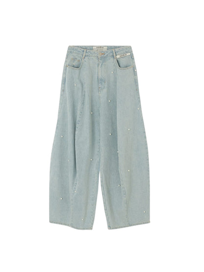 【KIMHEKIM - キムヘキム】Pearl Embellished Balloon Fit Jeans / Sky Blue(パンツ/スカイブルー)