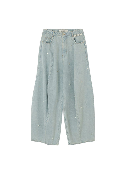 【KIMHEKIM - キムヘキム】Pearl Embellished Balloon Fit Jeans / Sky Blue(パンツ/スカイブルー)